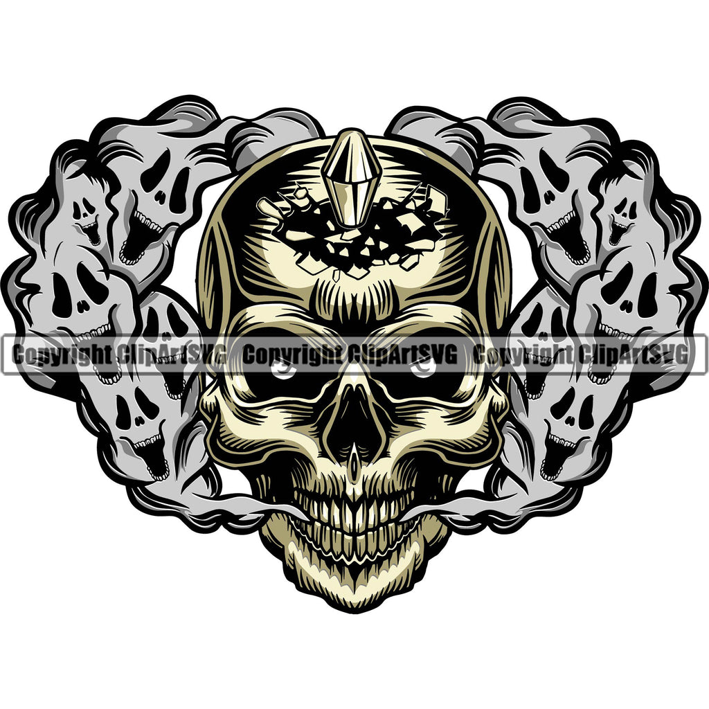 Vetor do Stock: Skull smoking sketch for death danger symbol and tobacco  addiction themes design. Head bone of human skeleton with cigarette for  warning sign or tattoo design | Adobe Stock