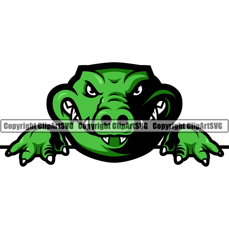 Crocodile Alligator Wildlife Animal Sports Team School Mascot Design Element Logo Clipart Svg