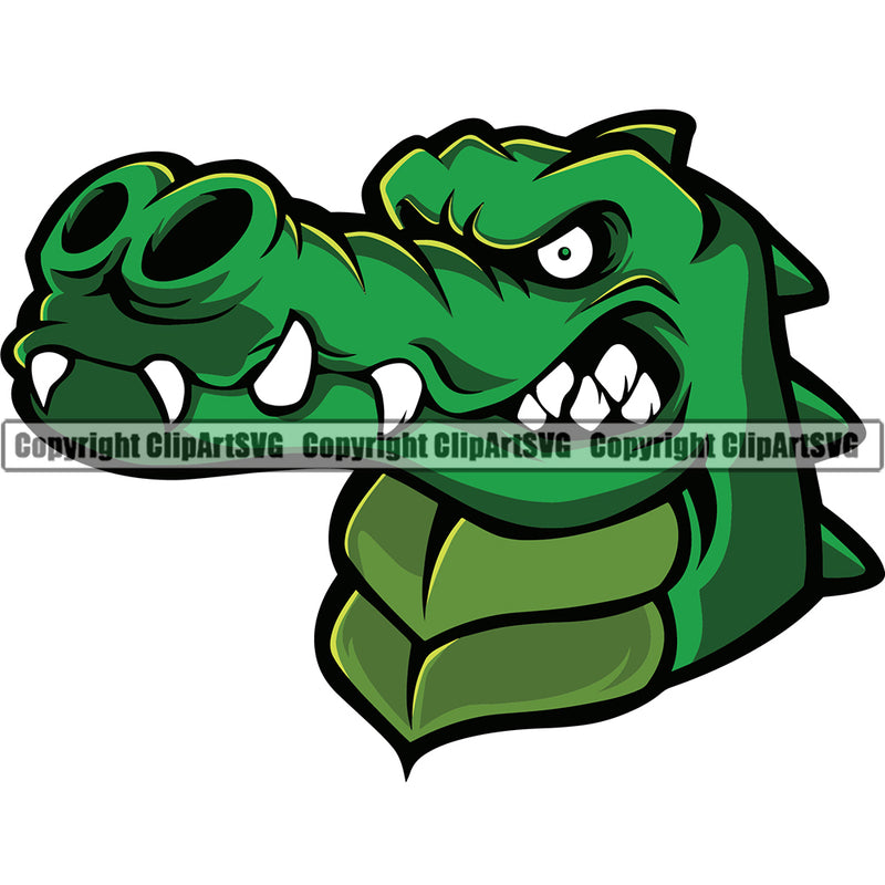 Animal Alligator Crocodile Mascot Green Color Head Alligator Design Clipart SVG