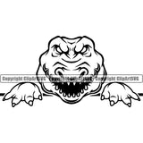 Animal Alligator Mascot Peeking Vector Circuit Cut Cutting Clipart SVG