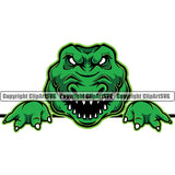 Vector Green Alligator Peeking Peek Mascot Sports Team Clipart SVG