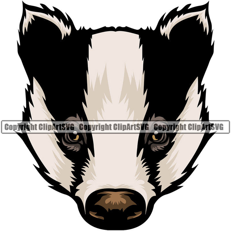 Animal Badger Head Face Animal Mammal Cartoon  Mascot Design Logo Clipart Svg