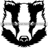 Badger Head Mascot Skunk Sketch Drawing Isolated White Background Clipart SVG