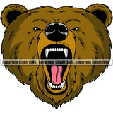 Growling Bear Vector Angry Head Mascot Ferocious Bear Clipart SVG