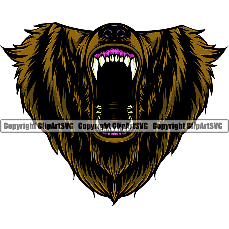 Angry Grizzly Bear Animal Head Bear Growl Mask Clipart SVG