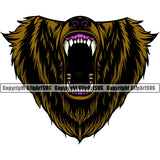 Angry Grizzly Bear Animal Head Bear Growl Mask Clipart SVG