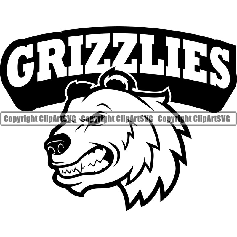 Bear Big Animal Print Teddy Powerful Style Dangerous Scary Large Sports Team Game Mascot Nature Head Bear Clipart SVG