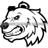 Bear Big Animal Print Carnivore Powerful Mammal Style Sports Team Game Mascot Dangerous Scary Large Nature Head Bear Clipart SVG