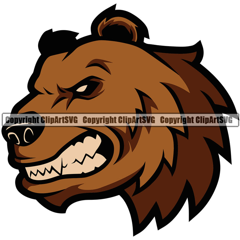 Bear Outdoors Animal Grizzly Carnivore Powerful Mammal Predator Sports Team Game Mascot Power Scary Large Wilderness Head Cub Nordic  Clipart SVG