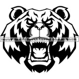 Grizzly Bear Character Design Animal Print Vintage Ursus Head Sports Team Game Mascot Typography Mask Clipart SVG