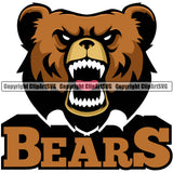 Grizzly Bear Wildlife Animal Sports Team School Mascot Design Element Color Logo Vector ClipArt SVG