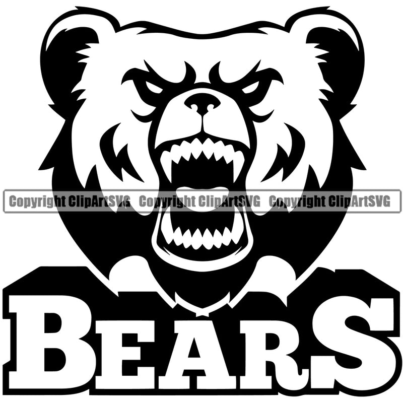 Bear Powerful Forest Mammal Wildlife Alaska Carnivore Sports Team Game Mascot Predator Fauna Ursus White Young Bears Jungle Mask Strong Clipart SVG