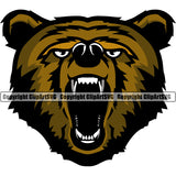 Bear Powerful Forest Killer Wildlife Alaska Carnivore Outdoor Face Sports Team Game Mascot Wood Brown Young Bears Jungle Mask Strong Clipart SVG