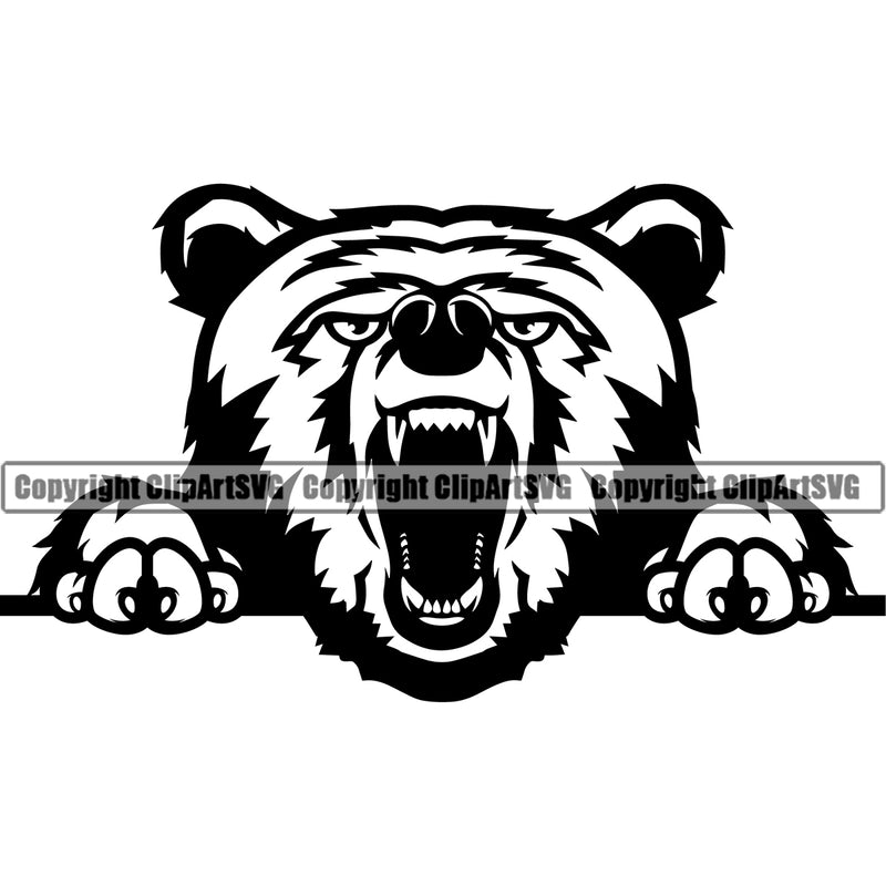 Bear Powerful Forest Killer Wildlife Alaska Outdoor Adorable Wood Sports Team Game Mascot White Angry Bears Jungle Mask Strong Clipart SVG