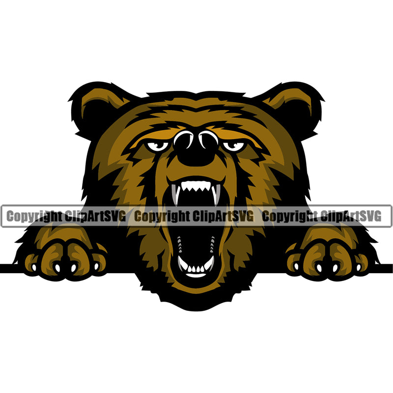 Bear Powerful Forest Killer Wildlife Grass Outdoor Sports Team Game Mascot Adorable Wood Adult Angry Bears Jungle Mask Strong Clipart SVG
