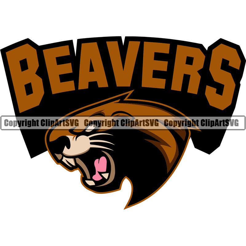 Beaver Wood Mammal Natural Forest Cute Graphic Cartoon Sports Team Game Mascot Eating Teeth Rodent ClipArt SVG