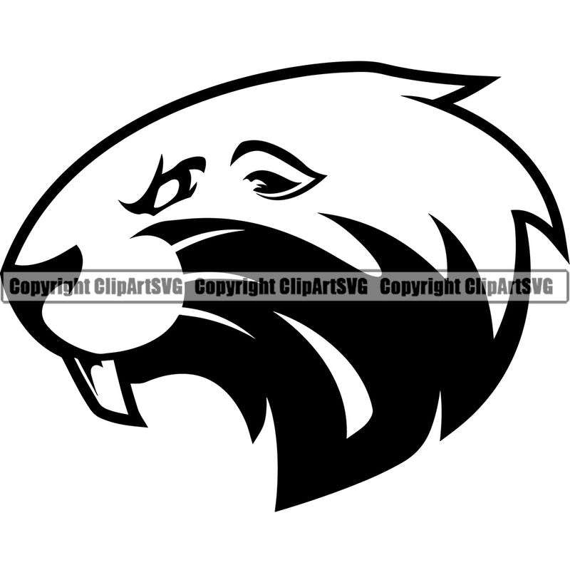 Beaver River Wild Rodent Brown Teeth Design Natural Cartoon Pond Sports Team Game Mascot Forest Standing Outdoors ClipArt SVG