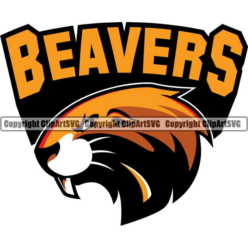 Beaver Sports Team Element Color Mascot Rodent Tail Teeth Wildlife Animal ClipArt SVG