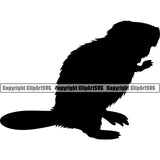 Beaver Sports Team School Mascot Tail Teeth Wild Animal Zoo Silhouette Design Element Logo Clipart SVG