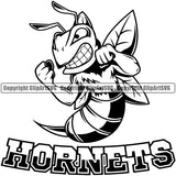 Honey Hornet Bee Bumblebee Honeycomb Hornet Yellow Jacket Logo Mascot Clipart SVG