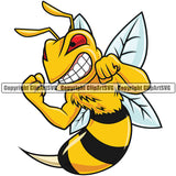 Bee Bumblebee Hornet Yellowjacket Stinger Insect Honey Honeycomb School Team Sport Mascot Logo Clipart SVG
