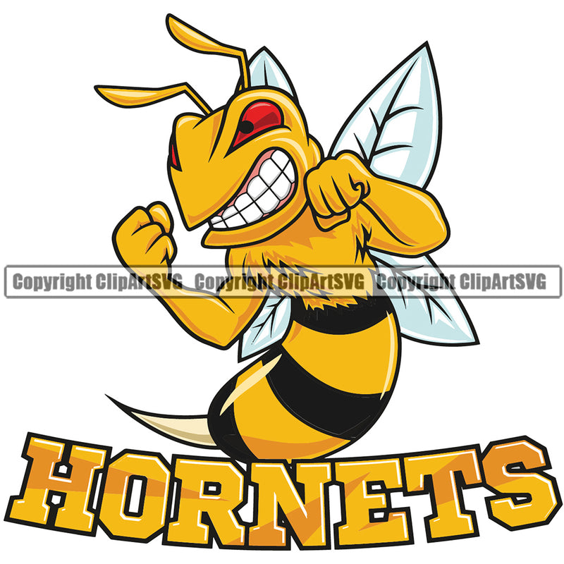 Strong Hornet Bumblebee Hornet Yellow Jacket Logo Color Body Animal Bee Bumblebee Mascot Clipart SVG