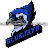 Blue Jay Bird Mascot School Team Head Face Sport eSport Game Emblem Sign Club Badge Art Icon Text Design Logo Clipart SVG
