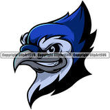 Blue Jay Bird Head Mascot School Team Head Face Sport eSport Game Emblem Sign Club Badge Art Icon Text Design Logo Clipart SVG