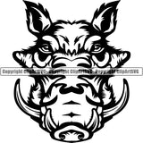 Boar Wild Hog Pig Razorback Head Animal Angry Cartoon College High School Team Sport Mascot Design Logo Clipart SVG