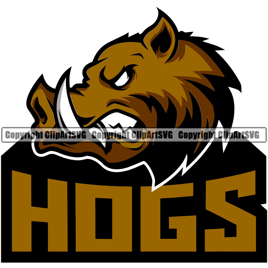 Animal  Hogs Design Wild Vector Angry Peeking Pig Boar Razorback Mascot Clipart SVG