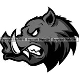 Animal Black Color Hogs Mascot Design Peeking Angry Pig Boar Razorback Clipart SVG