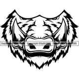 Animal Black Color Mask Angry Wild Boar Vector Pig Boar Razorback Clipart SVG