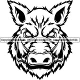 Boar Wild Hog Pig Razorback Mask Animal Angry Cartoon College High School Team Sport Mascot Design Logo Clipart SVG