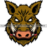 Boar Wild Hog Pig Razorback Animal Angry Cartoon College High School Team Sport Mascot Mask Design Logo Clipart SVG