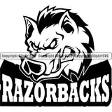 Animal Angry Boar Head Design Black Vector Mascot Pig Boar Razorback Clipart SVG