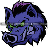 Animal Blue Color Angry Hogs Mascot Boar Logo Pig Boar Razorback Clipart SVG