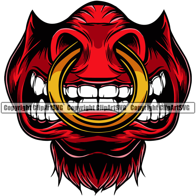 American Red Color Animal Bullhead Vector Mascot Steer Cattle Cowboy Logo Bull Clipart SVG