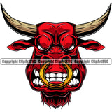 Animal Steer Cattle Cowboy Logo Red Color Bullhead Vector Mascot American Bull Clipart SVG
