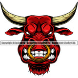 Animal Steer Cattle Cowboy Logo Red Color Bullhead Vector Mascot Clipart SVG