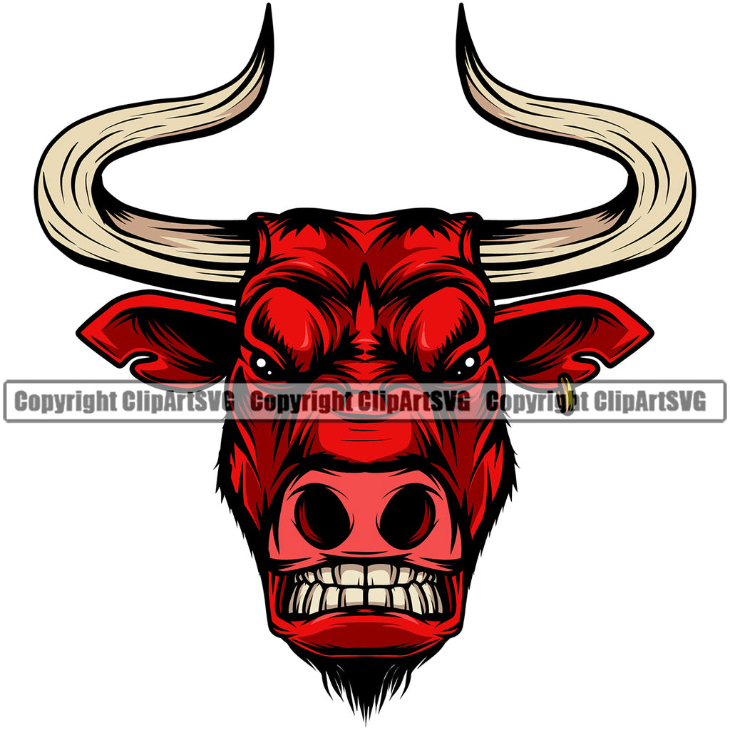 Animal Long Horn Animal Bull Angry  With The  Steer Cattle Cowboy Logo Clipart SVG
