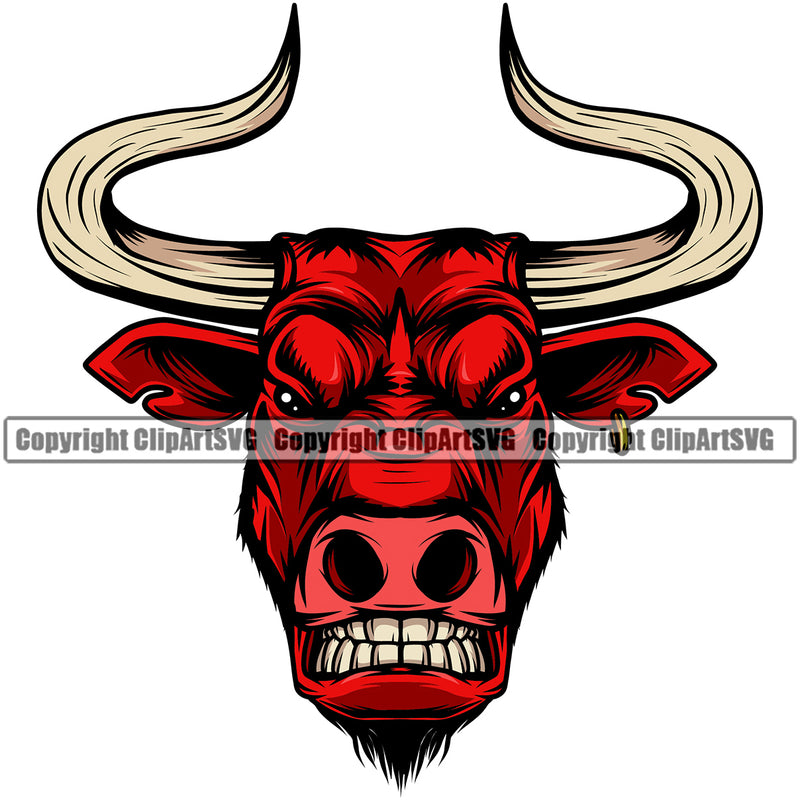 Bull Muscle Steer Cowboy Western Cattle Mean Angry Animal School Team Sport Mascot Detailed Logo Clipart SVG