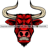 Animal Long Horn Animal Bull Angry  With The  Steer Cattle Cowboy Logo Clipart SVG