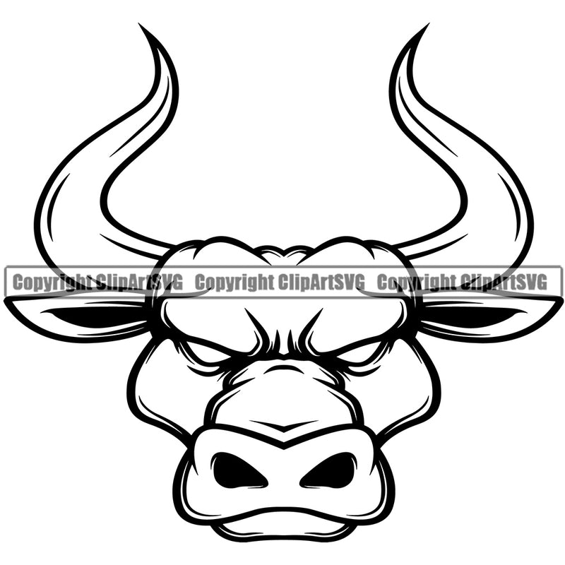 Bull Mascot Sport Team School Steer Cow Cattle Buffalo Horn Animal Mean Sign Text Name Design Logo Clipart SVG