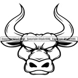 Bull Mascot Sport Team School Steer Cow Cattle Buffalo Horn Animal Mean Sign Text Name Design Logo Clipart SVG
