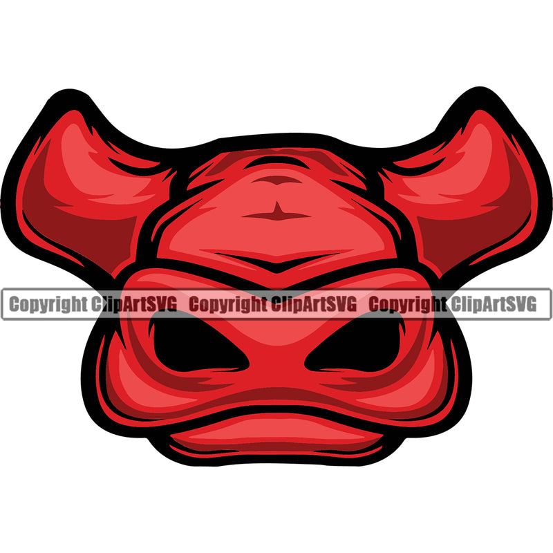 Animal Angry Bull Head Mascot Long Red Color Animal Steer Cattle Cowboy Logo Mascot Clipart SVG