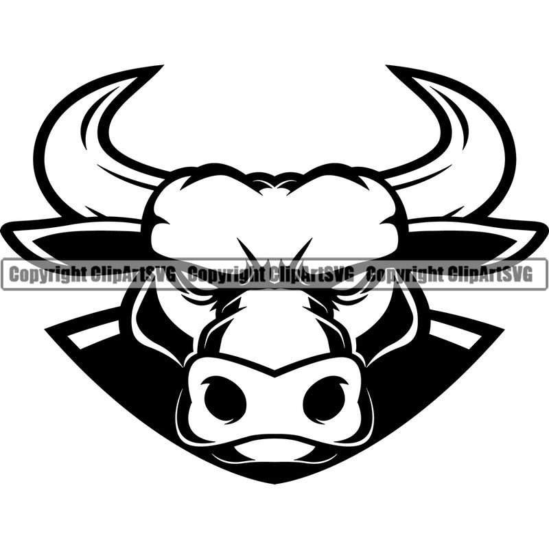 Bull Athletic Muscle Steer Cowboy Western Cattle Mean Angry Animal School Team Sport Mascot Detailed Logo Clipart SVG