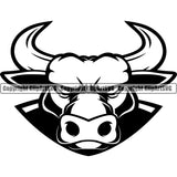 Bull Athletic Muscle Steer Cowboy Western Cattle Mean Angry Animal School Team Sport Mascot Detailed Logo Clipart SVG