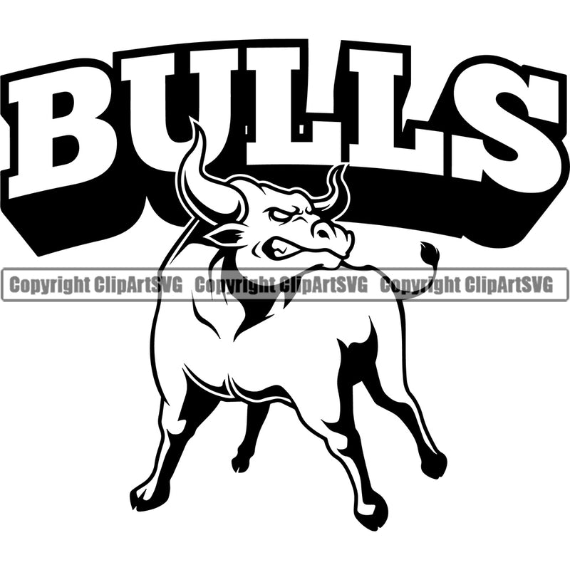 Bull Angry Muscle Steer Cowboy Western Cattle Combo Mean Animal School Team Sport Mascot Detailed Logo Clipart SVG