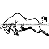 Bull Angry Muscle Steer Cowboy Western Cattle Mean Animal School Team Sport Mascot Art Logo Clipart SVG