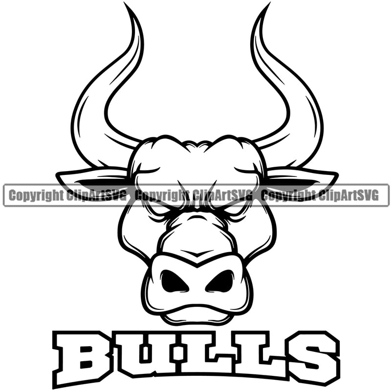 Bull Angry Athletic Muscle Steer Cowboy Western Cattle Full Mean Animal School Team Sport Mascot Detailed Logo Clipart SVG